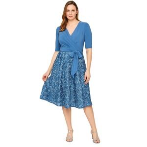 Alex Evenings Sequined Rosette Wrap Dress Brush Periwinkle Size 6 Formal Party